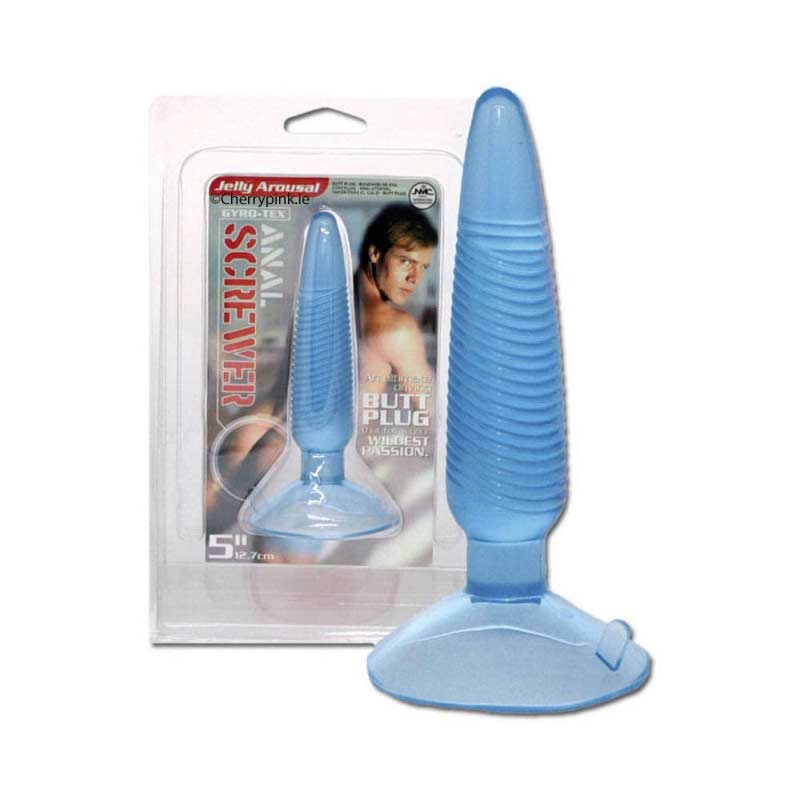 Blue Anal Screwer Butt Plug and Outer Packet