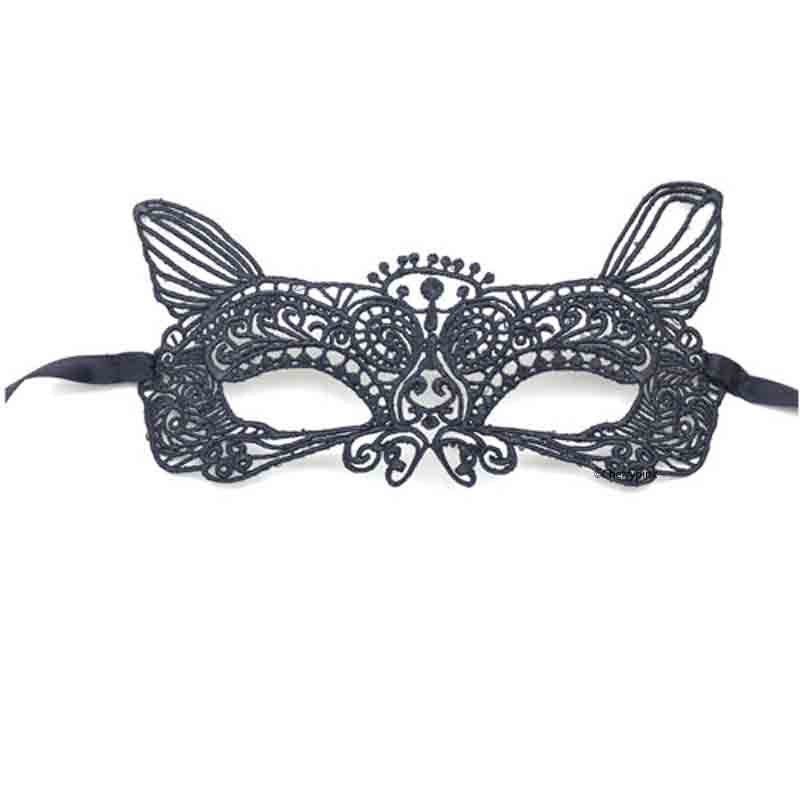 Cat Face Lace Mask on a White Background