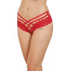 Dreamgirl Stretch Lace Band Tanga Panties Red on a Model