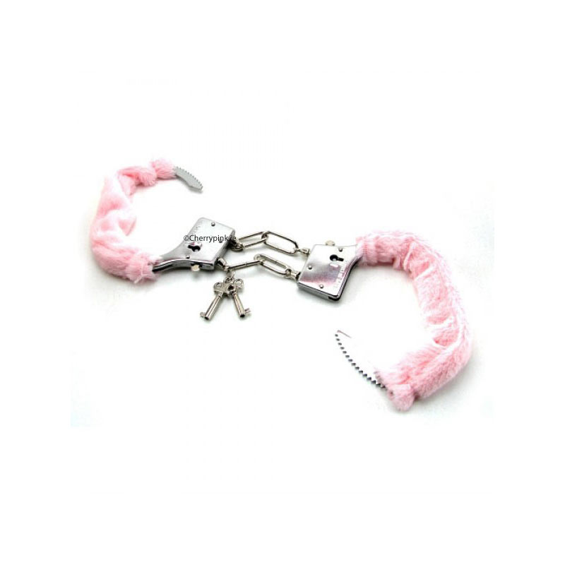 Furry Handcuffs and Eye Mask Pink open Handcuffs