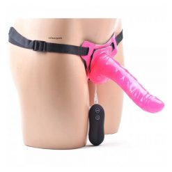 Pink Coloured Harness Curved Dong Strap-on
