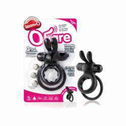 The Ohare Black Cock Ring Standing With Its Outer Packet