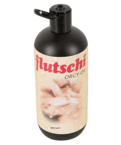 Flutschi Orgy Oil Black Bottle with an Open Lid.