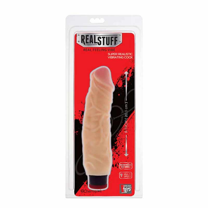 Realstuff 8 Inch Realistic Dildo Vibrator Outer Packet.