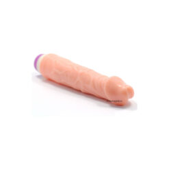 Flexible Realistic Vibrating Dildo on a white background close up
