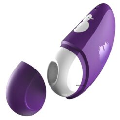 Romp Free Rechargeable Clitoral Vibrator Purple on a White Background.