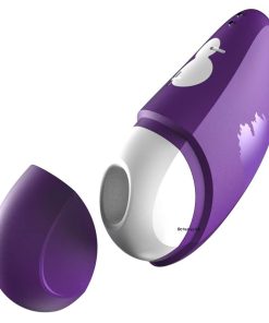 Romp Free Rechargeable Clitoral Vibrator Purple on a White Background.