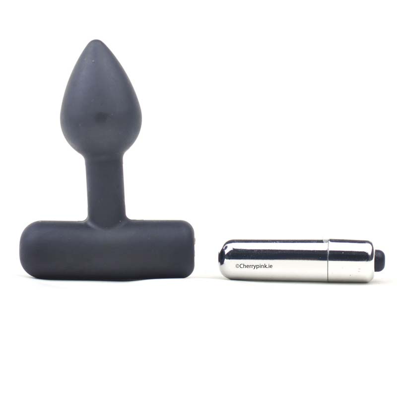 Small vibrating butt plug with a removable silver bullet