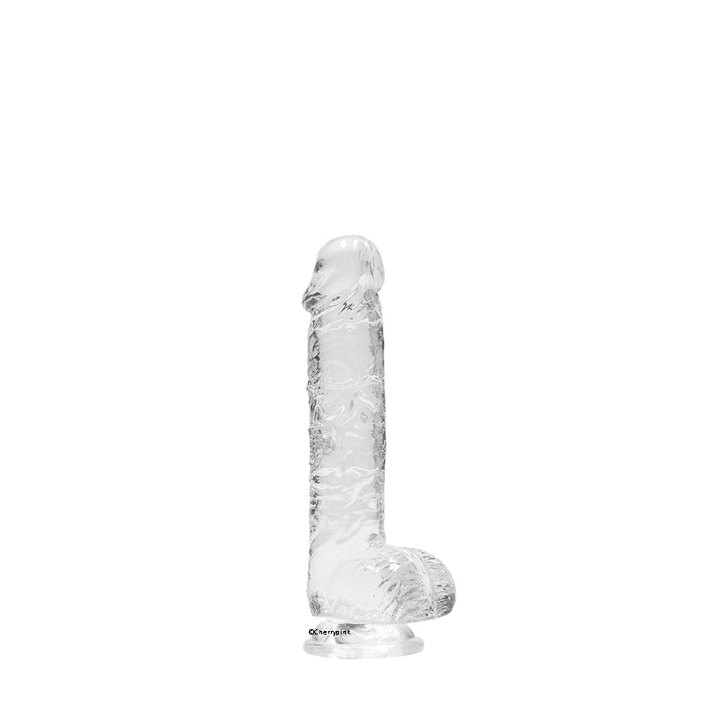 Realrock Realistic Dildo With Balls Transparent in Colour.