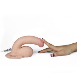 Love Toy Ultra Soft Dude Realistic Dildo been Held Down by a Finger.