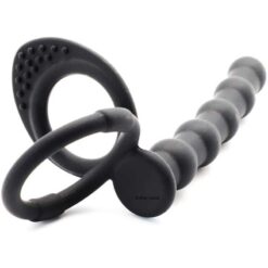 Silicone Anal Beads with 2 Cock Rings Top View.