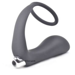 Vibrating Ass-Gasm Plug with Cockring Black Colour.
