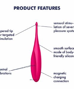 Satisfyer Twirling Fun Tip Vibrator With Product Features.