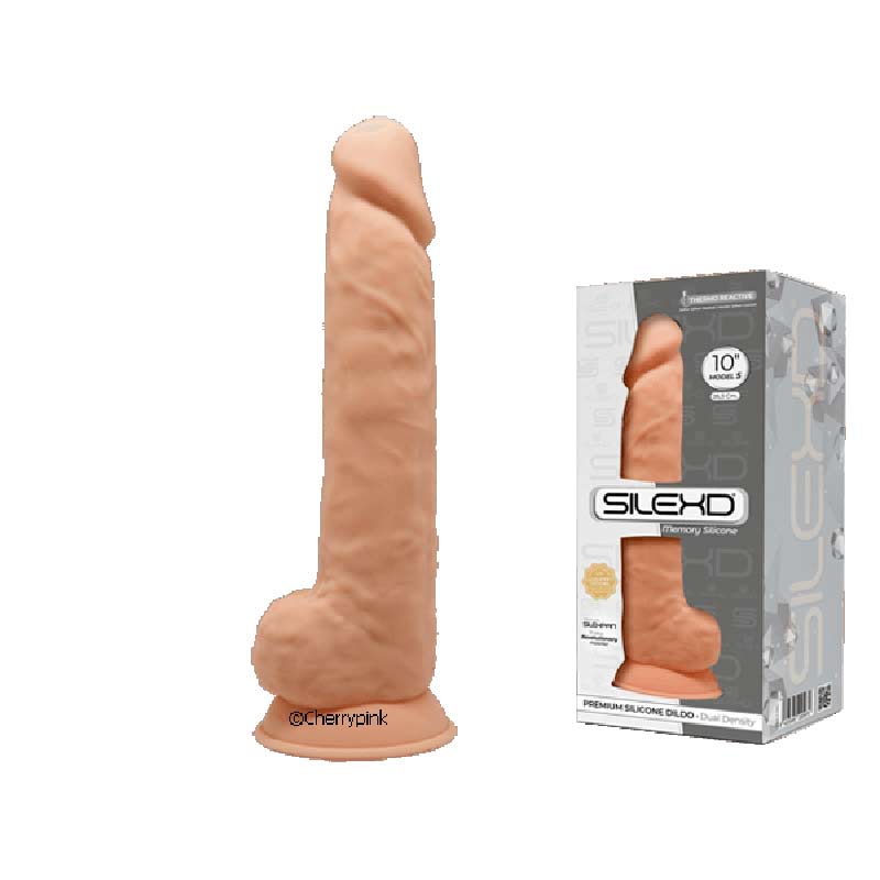 SilexD 10 Inch Dual Density Realistic Dildo Flesh and Outer Box.