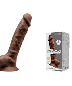 SilexD 9 Inch Dual Density Realistic Dildo Brown and Outer Box