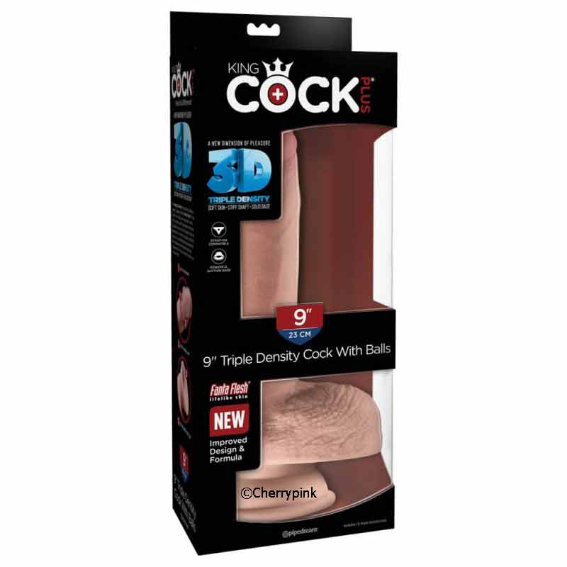 King Cock Plus Triple Density Cock with Balls Outer Black Box.