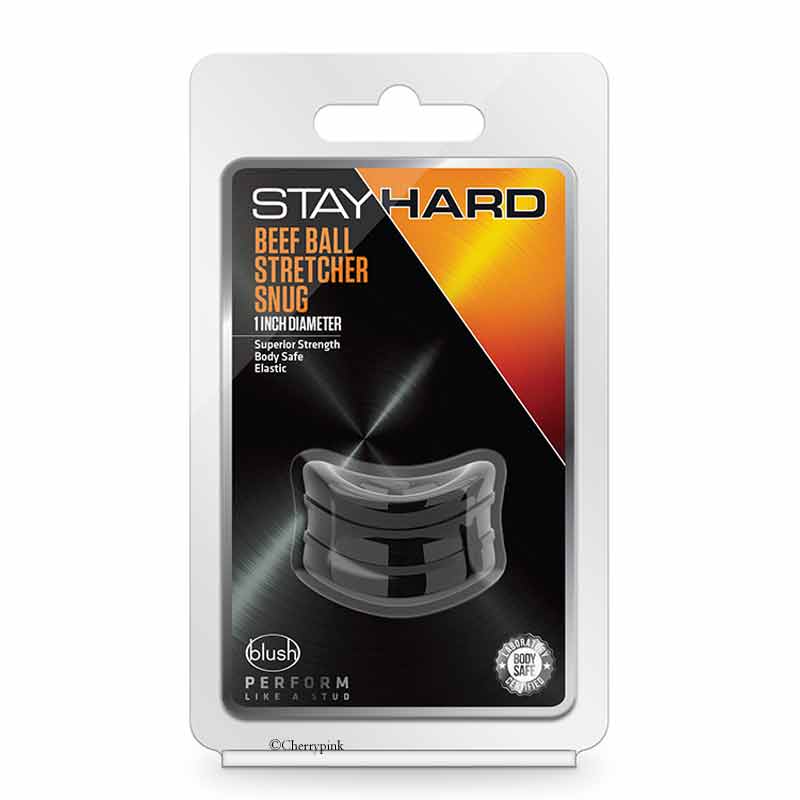 Stay Hard Black Beef Ball Stretcher in its Outer Packet.