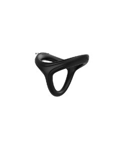 3-in-1 Ultra Soft Cock Ring Black Standing On A White Background