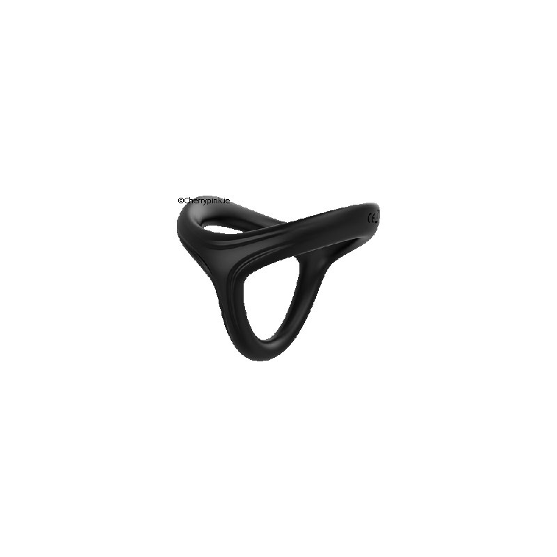 3-in-1 Ultra Soft Cock Ring Black Standing On A White Background