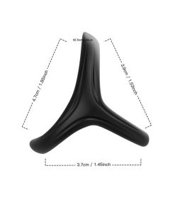 3-in-1 Ultra Soft Cock Ring Black on a White Background With All Its Sizes