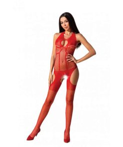 Passion Halter Neck Bodystocking in Red