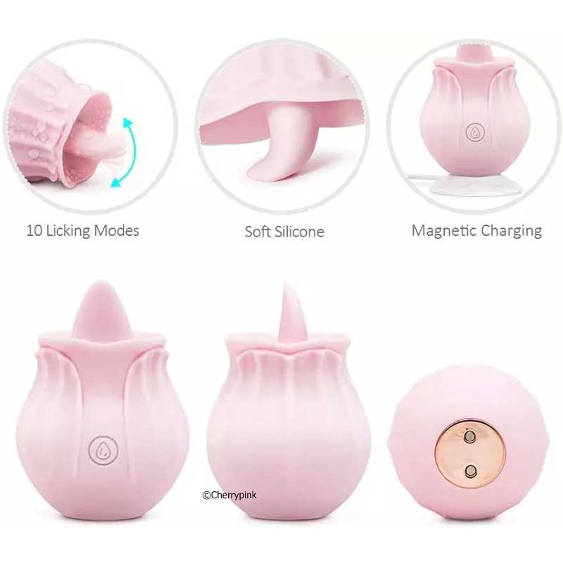 7 Function Rechargeable Rose Vibrator different views.