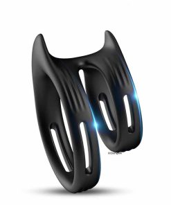 Black Silicone Dual Penis Ring