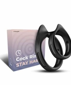 Black Silicone Dual Penis Ring and Outer Box