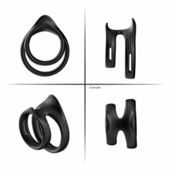 Black Silicone Dual Penis Ring all View.