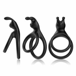Dual Cock Ring With Rabbit Ears by Three Showing Different Sides