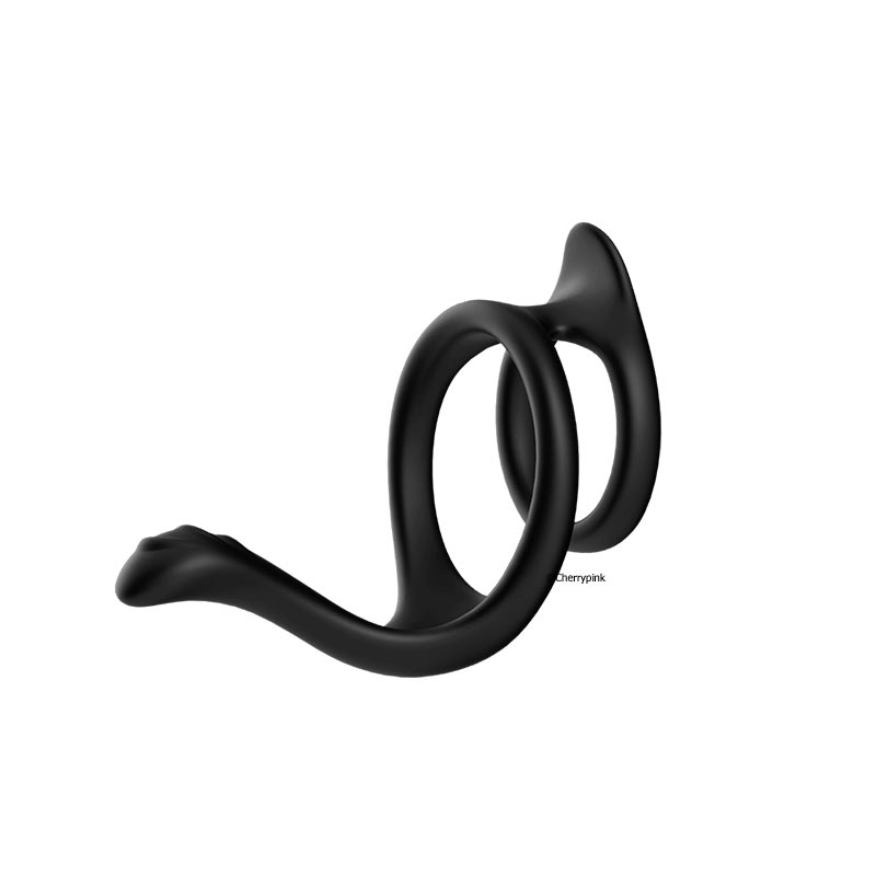 The Side View of the Silicone Dual Penis Ring With Taint Teaser