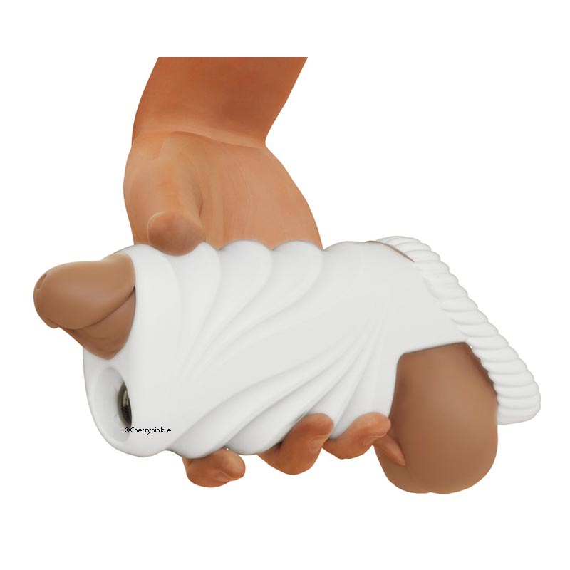 The Super Soft Masturbator And Vibrating Bullet in a Hand.