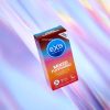 EXS Flavoured Condoms 12pack box on a rainbow colour background