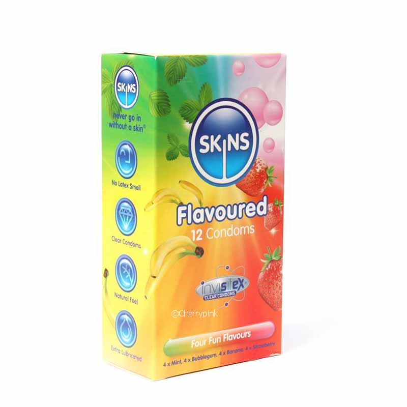 The display box from the skins condoms standing on a white background