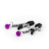 Alive Fury Black BDSM Kit Nipple Clamps With Purple Bells Attached