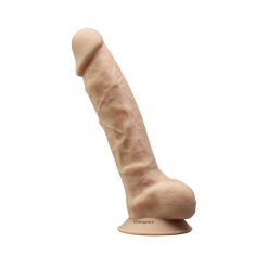 Silexd Vibrating Dildo With LRS Remote Control And Suction Cup Standing On A White Background