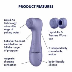 Satisfyer Pro 2 Generation 3 with Liquid Air Lilac Coloured Clitoral Sex Toy With Information on How It Works