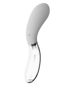 Half Glass and half glass silicone vibrator with a curvy shape