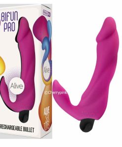 Alive Bifun Pro Rechargeable Bullet Vibrator in Rosa Fuerte and Outer Box.