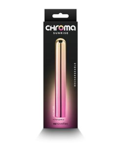 The Display Box From The Chroma Sunrise Large Bullet Vibrator Standing on a White Background