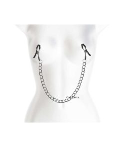 Bound Nipple Clamps DC2 Gunmetal On a Female Bust.