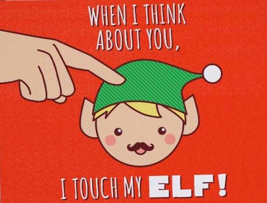 Christmas Gifts For Everyone an elf touched by a finger cartoon drawing