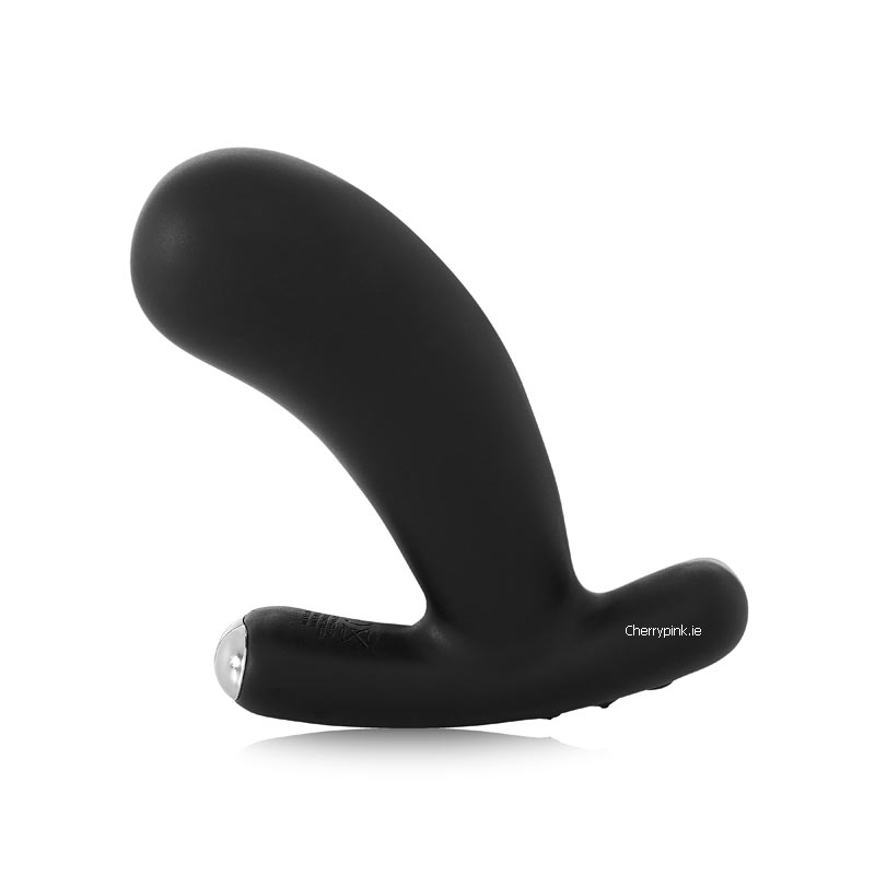Black anal plug with perineum stimulator on a white background