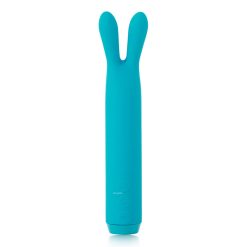 Powerful Waterproof Rabbit Bullet Vibrator Blue Standing on a White Background