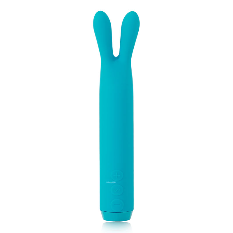 Powerful Waterproof Rabbit Bullet Vibrator Blue Standing on a White Background