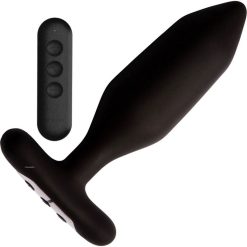 The black anal plug with its remote controller