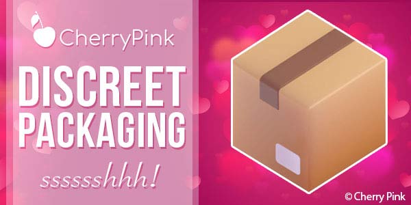 Cherry Pink Discreet Packaging SSSSSSHH Wrote in White with A Plain Brown Box.