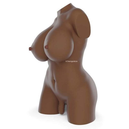 The side of the sex toy doll with large breasts