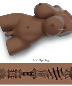 The textured insides of the sex toy doll with penis