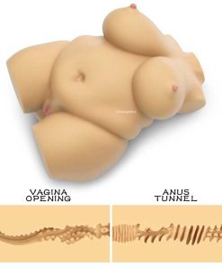 The sex toy doll showing the inside texture with a cutaway view